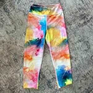 Shaun T rainbow leggings, size small but fit more like XS